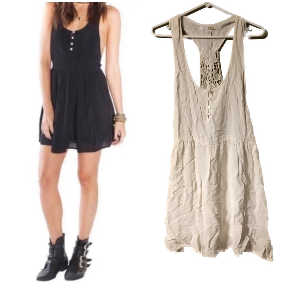 REVOLVE Amuse Society Off White Cream Fit & Flare Crochet Back Mini Dress